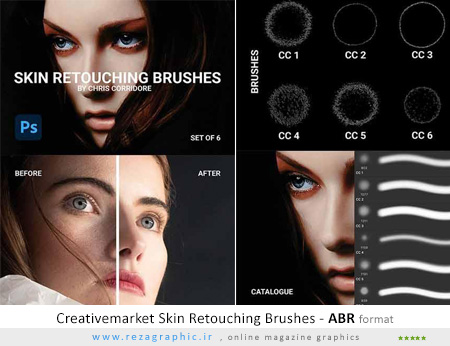 مجموعه براش فتوشاپ روتوش پوست - Creativemarket Skin Retouching Brushes 